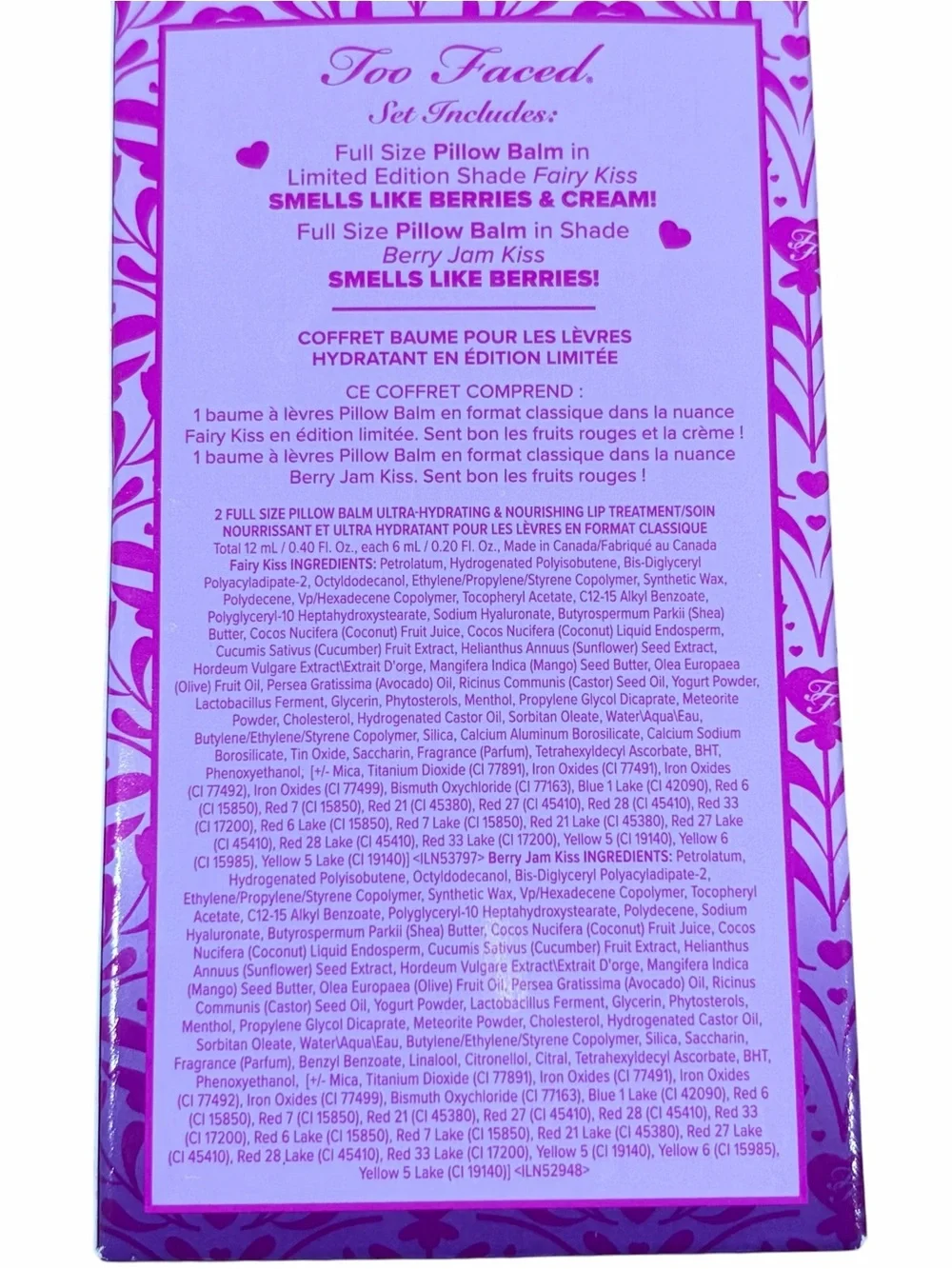 Too Faced Pillow Balm Duo — Pink & Plum Hydrating Lip Balms Limited Edition